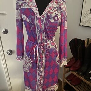 Emilio Pucci Pink and Purple Patterned Fabric